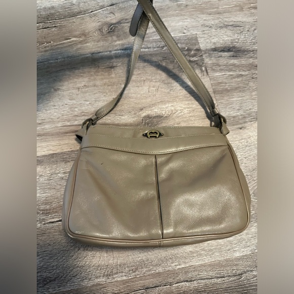 Etienne Aigner Crossbody Shoulder Bag Purse Gray Smooth Leather - Picture 7 of 9